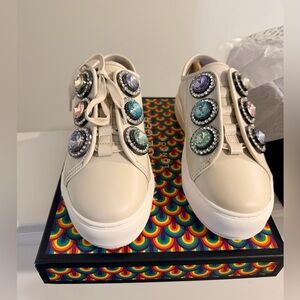 Kurt Geiger London Embellished Cream Sneakers Size 39